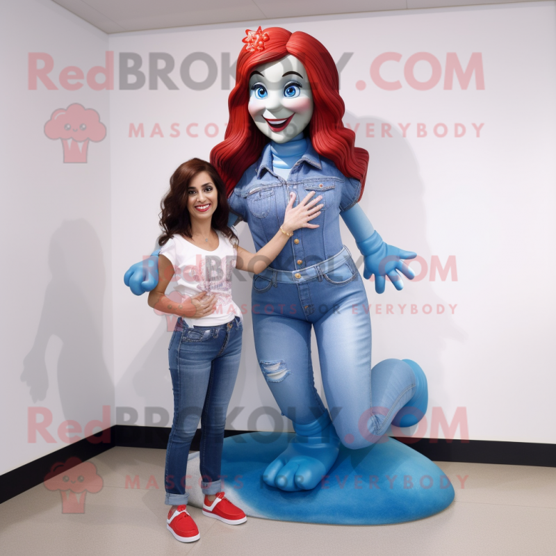 nan Mermaid mascot costume character dressed with a Mom Jeans and Foot pads nan Mermaid mascot costume character dressed with a Mom Jeans and Foot pads