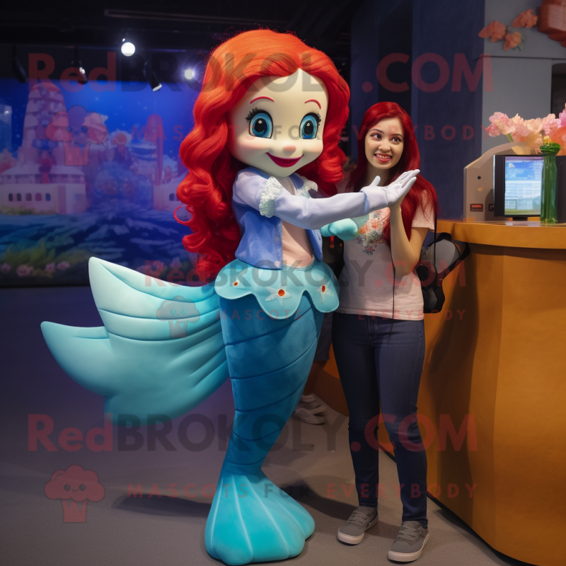 nan Mermaid mascot costume character dressed with a Mom Jeans and Foot pads nan Mermaid mascot costume character dressed with a Mom Jeans and Foot pads