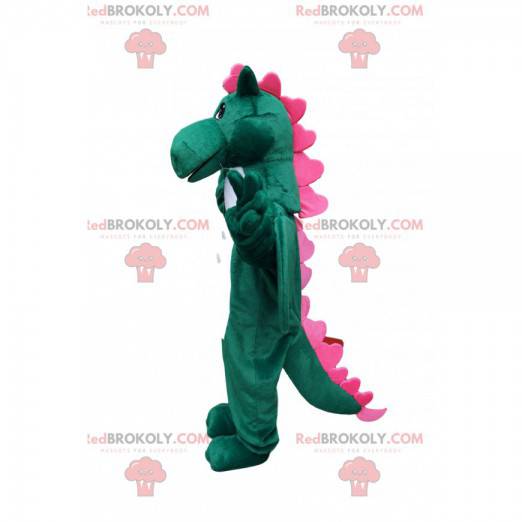 Mascota dragón verde y rosa - Redbrokoly.com