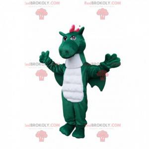 Mascotte de dragon vert et rose - Redbrokoly.com