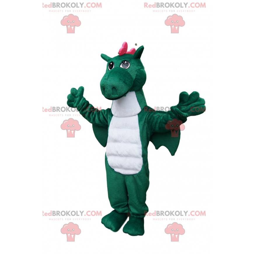 Groene en roze draakmascotte - Redbrokoly.com