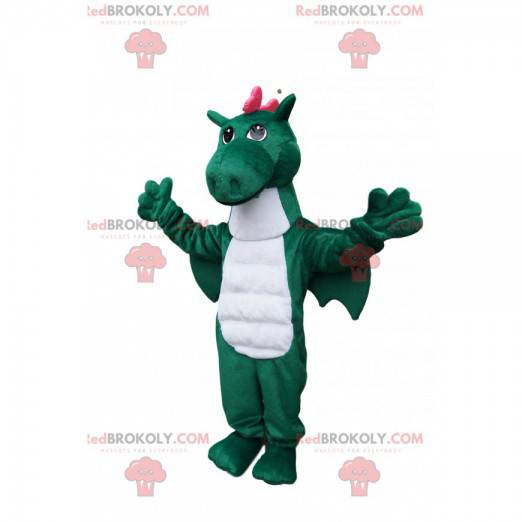 Mascota dragón verde y rosa - Redbrokoly.com