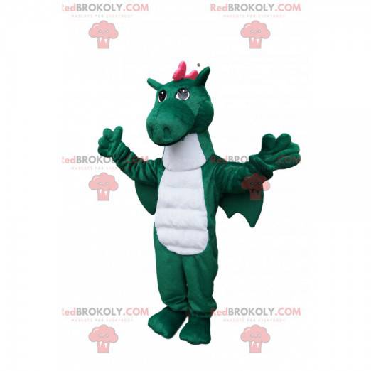 Mascotte de dragon vert et rose - Redbrokoly.com