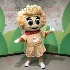 Tan Lasagna mascot costume character dressed with a Windbreaker and Headbands