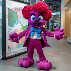 Magenta Cauliflower mascot costume character dressed with a Boyfriend Jeans and Bow ties