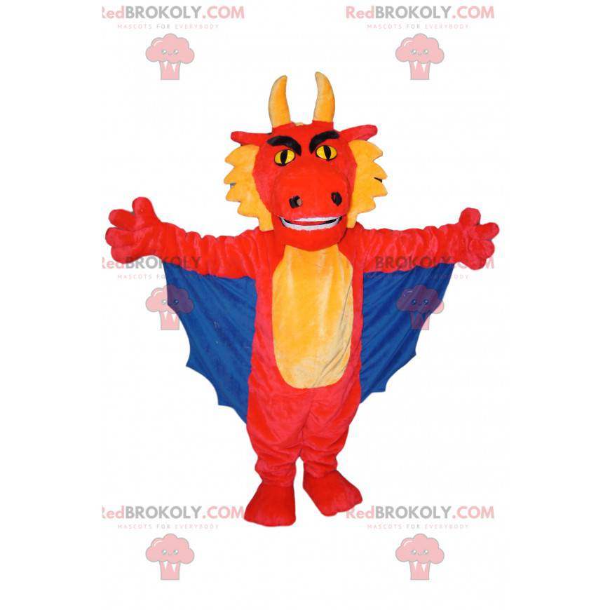 Mascota dragón rojo y amarillo con alas azules - Redbrokoly.com Mascota dragón rojo y amarillo con alas azules - Redbrokoly.com