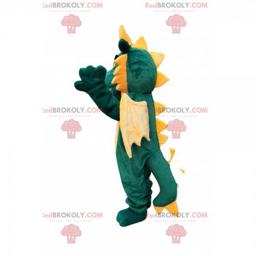 Mascotte de dragon vert avec des ailes jaunes - Redbrokoly.com