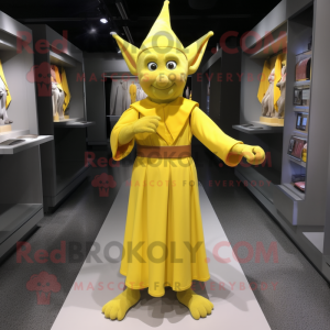 Yellow Elf maskot kostume...