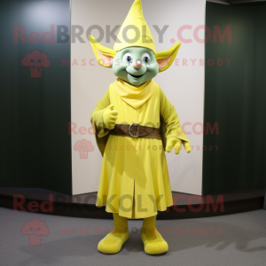 Yellow Elf maskot kostym...