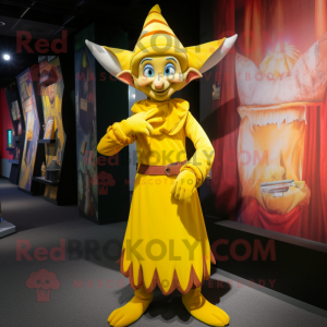 Yellow Elf maskot kostume...