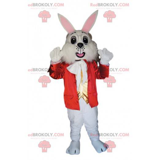 Rabbit mascot with an elegant red jacket and glasses -