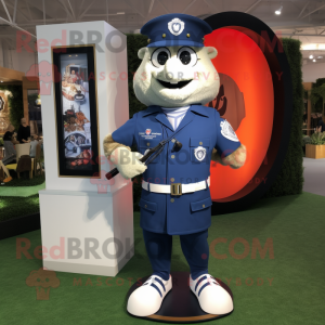 Navy Golf Bag mascot costume character dressed with a Graphic Tee and Digital watches