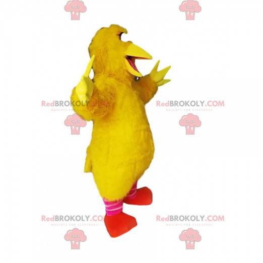 Mascote grande garota amarela muito feliz - Redbrokoly.com