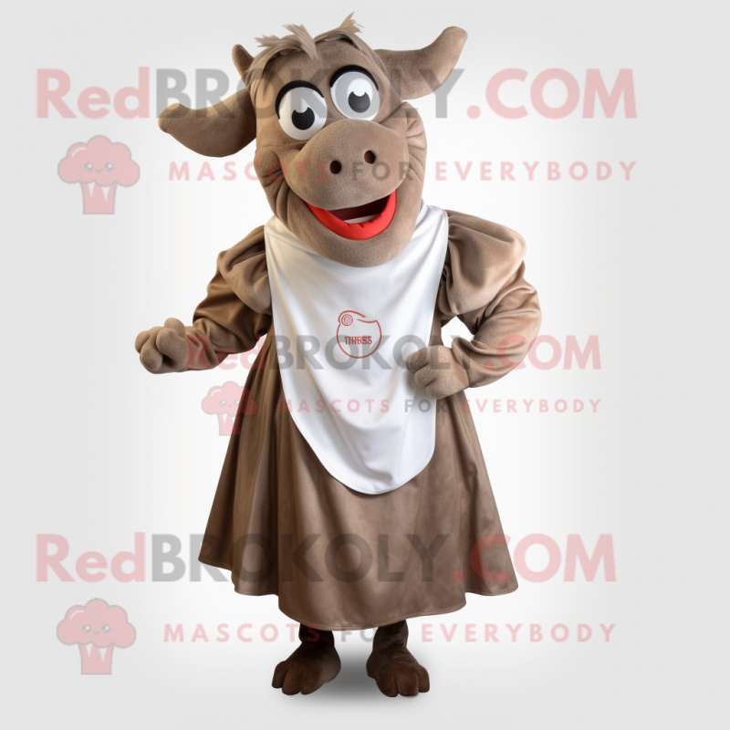 Rust Beef Stroganoff mascot costume character dressed with a A-Line Dress and Foot pads Rust Beef Stroganoff mascot costume character dressed with a A-Line Dress and Foot pads