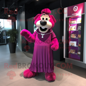 Magenta hundemaskot kostume...