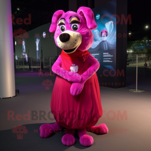 Magenta hundemaskot kostume...