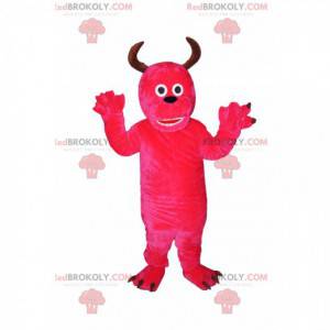 Munter fuchsia monster maskot med horn - Redbrokoly.com