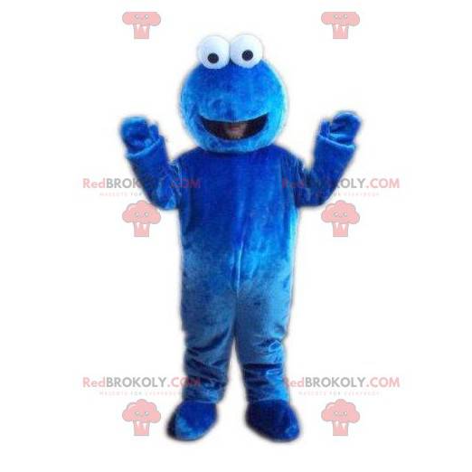 Mascote monstro azul com olhos protuberantes - Redbrokoly.com