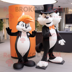 Peach Skunk mascot costume character dressed with a Suit and Shawls