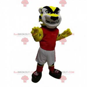 Mascote tigre aterrorizante em roupas esportivas -