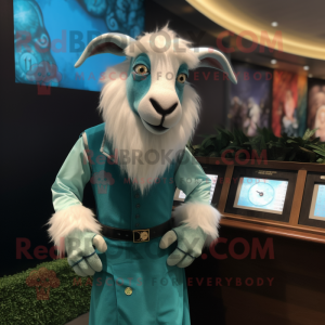 Cyan Goat mascotte kostuum...