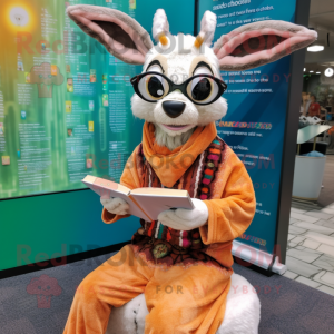 nan Gazelle mascot costume character dressed with a Romper and Reading glasses