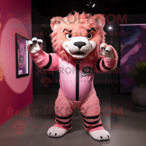 Pink sabeltand tiger maskot...