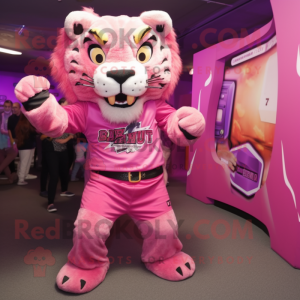 Pink sabeltand tiger maskot...