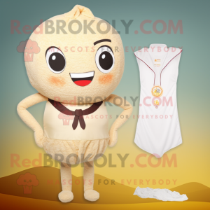 Beige Fried Rice mascot costume character dressed with a One-Piece Swimsuit and Ties