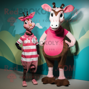 Roze Okapi mascotte kostuum...