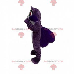 Super enthusiastic purple and white squirrel mascot -