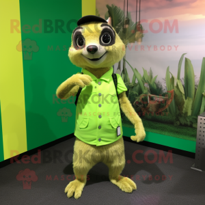 Lime Green Meerkat mascotte...