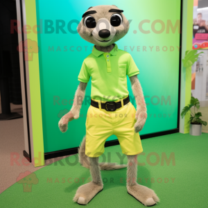 Lime Green Meerkat mascotte...