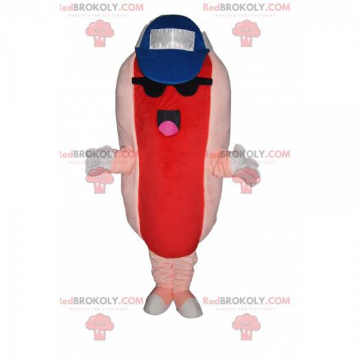 Varmkorvmaskot med mössa och solglasögon - Redbrokoly.com