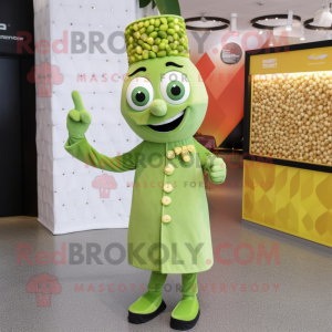 Olive Pop Corn mascot costume character dressed with a A-Line Dress and Cufflinks