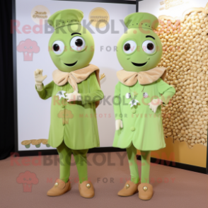 Olive Pop Corn mascot costume character dressed with a A-Line Dress and Cufflinks