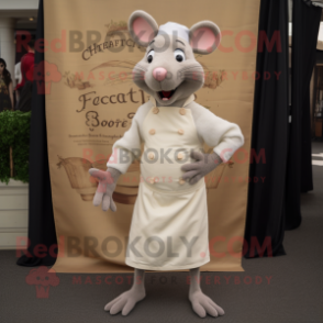 Beige Ratatouille mascot costume character dressed with a V-Neck Tee and Clutch bags