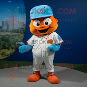 Sky Blue Orange mascot costume character dressed with a Baseball Tee and Pocket squares