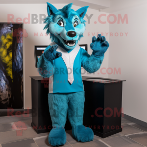 Cyan Werewolf maskot...