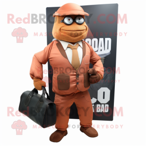 Rust Commando mascot costume character dressed with a Blazer and Handbags