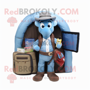 Sky Blue Horseshoe mascot costume character dressed with a Cargo Pants and Wallets