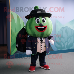 Navy Watermelon mascot costume character dressed with a Tuxedo and Backpacks