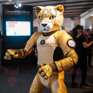 Guld Jaguar maskot kostym...