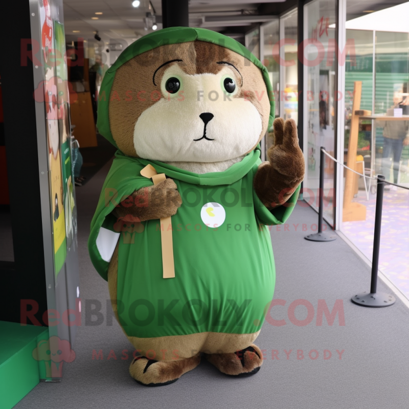 Olive Guinea Pig mascot costume character dressed with a Long Sleeve Tee and Foot pads Olive Guinea Pig mascot costume character dressed with a Long Sleeve Tee and Foot pads