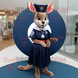 Navy Roe Deer mascot costume character dressed with a Circle Skirt and Keychains