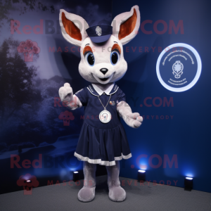 Navy Roe Deer mascot costume character dressed with a Circle Skirt and Keychains