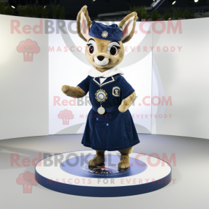 Navy Roe Deer mascot costume character dressed with a Circle Skirt and Keychains