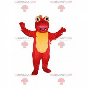 Mascota dragón amarillo y rojo muy feliz - Redbrokoly.com