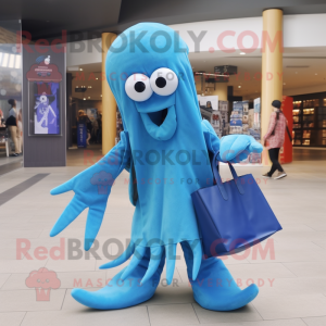 Blue Squid maskot kostume...