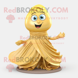 Gold Hourglass mascot costume character dressed with a Pleated Skirt and Scarves